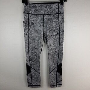 Lululemon Leggings Women's 4 Black White Marbled Cropped Activewear Pants